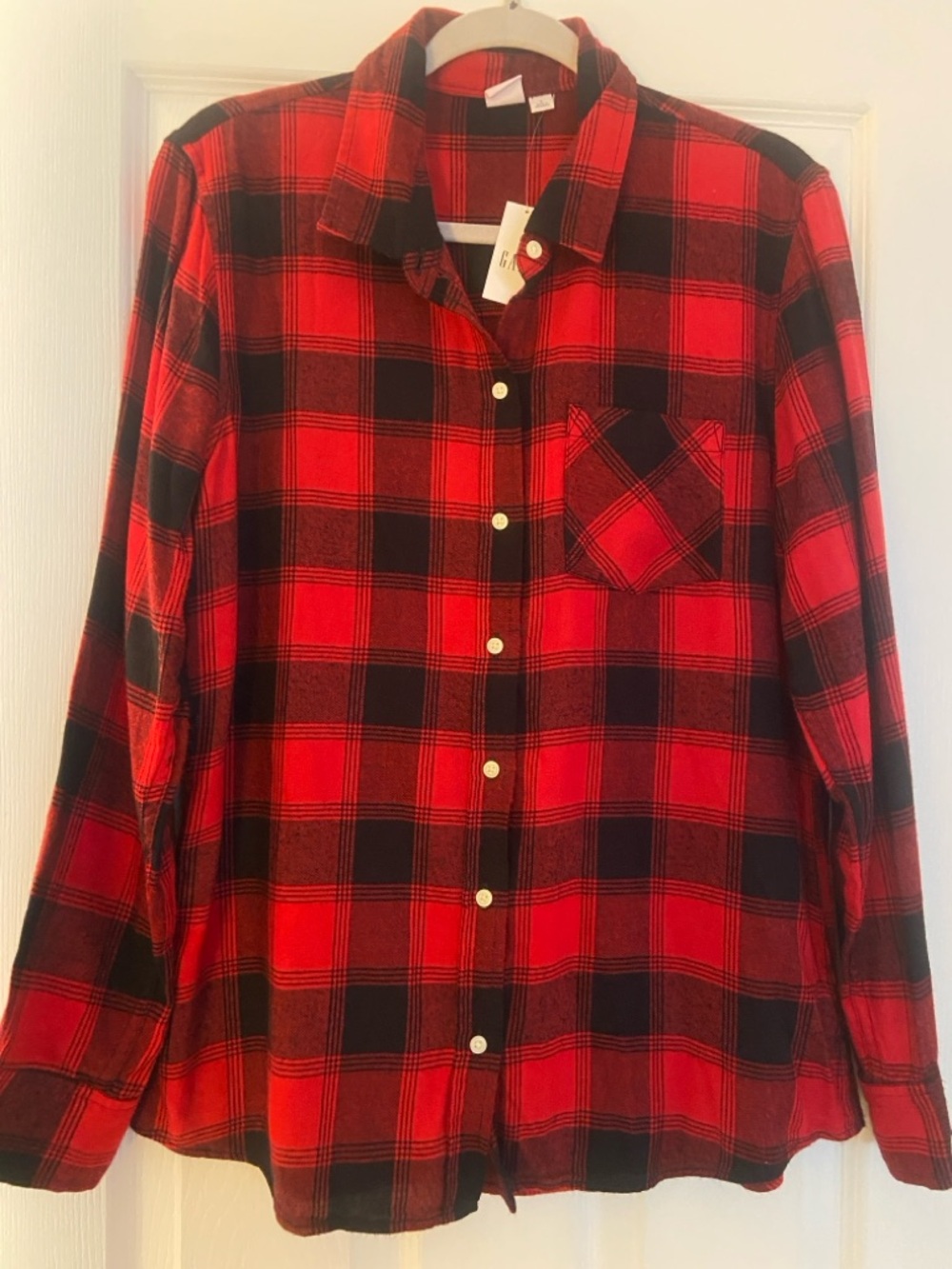 GAP Red and Black Plaid Button-Front Shirt